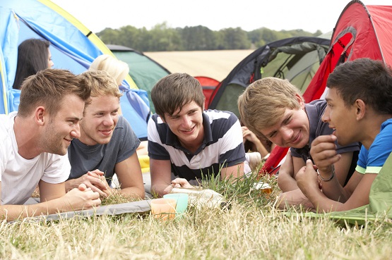 young people on camping trip